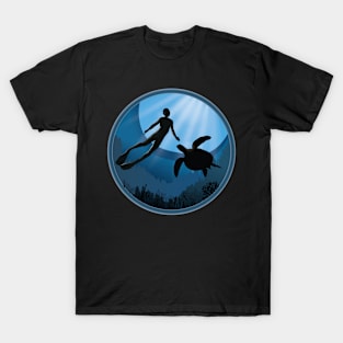 Diver with Sea Turtle Underwater T-Shirt